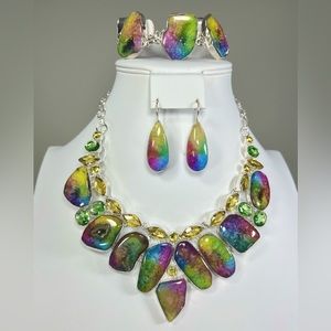 Rainbow 🌈 Solar Quartz 925 Large Gemstone Necklace & Bracelet ONLY #A22